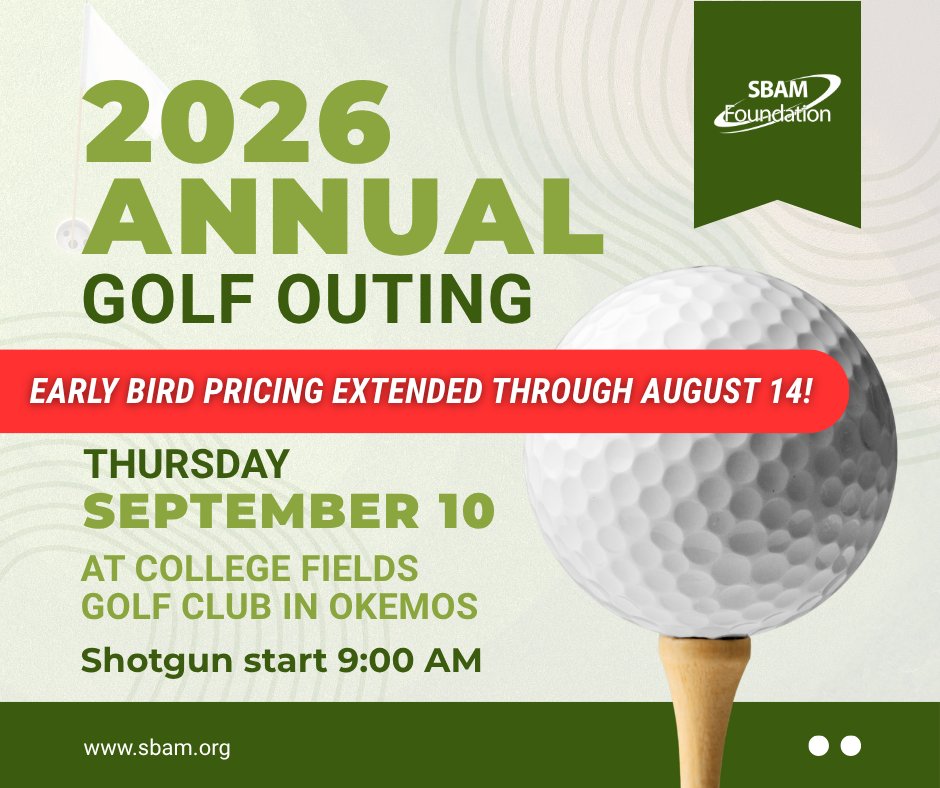 SBAM's tweet photo. Early bird pricing for the SBAM Foundation Golf Outing just got extended through August 14. ⛳ Grab your spot before it's gone: https://t.co/NmMqDdHORw https://t.co/oINHcMEi7l