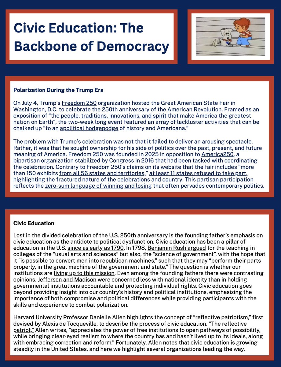 fmlappe's tweet photo. Check out our new civic education factsheet by intern Sophia Widholm. It details polarization during the Trump era and organizations working to address it. https://t.co/uRsqaj9OXy