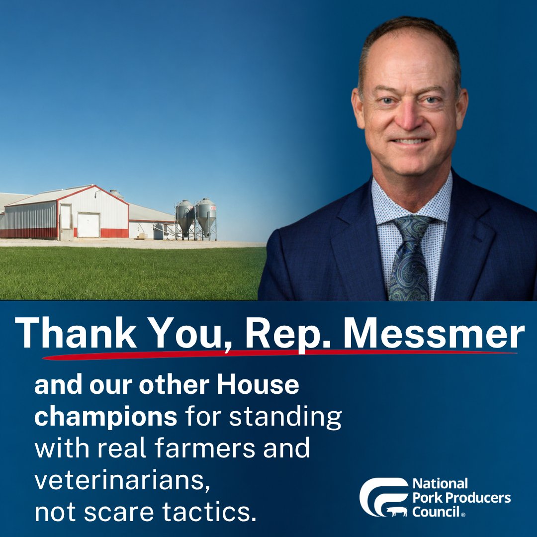 NPPC's tweet photo. Thank you, Representatives @RepMessmer and @RepJimBaird, for standing with @IndianaPork producers and supporting a real fix for Prop. 12. Farmers deserve fair rules, workable markets, and the freedom to feed America. 🐷🇺🇸📢
Learn more: https://t.co/1CAQJGxr1k. #FixProp12 https://t.co/sImU4FTrLf