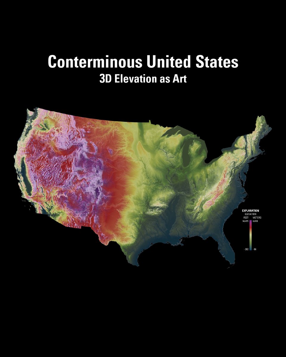 Some maps help you find your way. Others help you see the world differently. 🗺️🎨

Our 3D Elevation Program (3DEP) captures the shape of the land through high-