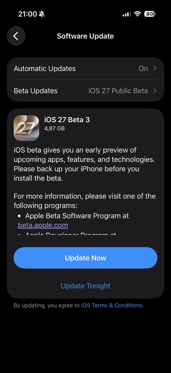 0x6e7a6f's tweet photo. iOS27 Public beta 3 dispo 😎 https://t.co/gmiSXsx9lY