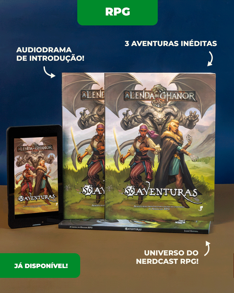 jamboeditora's tweet photo. 🔎 Em VENDETA OCULTA Vol. 2, corra contra o tempo em uma perseguição a Giordano Argento, conhecido vilão de #OrdemParanormal, com 3 missões sequenciais espalhadas pelo mundo e novas mecânicas para construir bases e sobreviver (semelhantes às de #Hexatombe!)

⚔️ Sua jornada pelos sete reinos acaba de ficar ainda mais épica! A Lenda de Ghanor RPG — SÓ AVENTURAS traz 3 aventuras INÉDITAS e repletas de humor e caos à lá #NerdcastRPG!