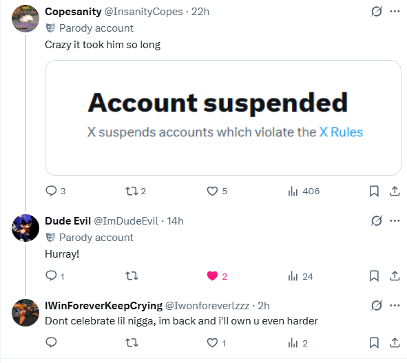 InsanityCopes's tweet photo. Sad that Twitter never does anything when people ban evade even when it's against ToS https://t.co/QgbxATcGtL