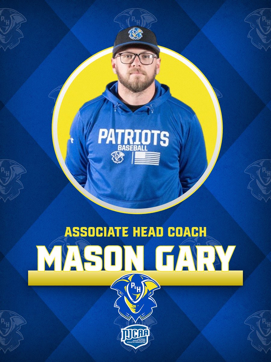 PHCC_Baseball's tweet photo. Patrick & Henry Baseball is excited to officially welcome Mason Gary and Steven Anderson to our coaching staff!
Coach Gary will serve as our Associate Head Coach & Pitching Coach, while Coach Anderson joins the Patriots as an Assistant Coach
#PHamily ✖️ #RollPats https://t.co/aKXAzAMYIb