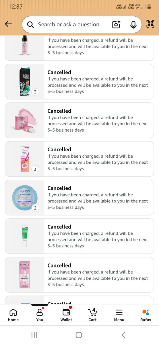 DKKashera's tweet photo. I have been a long-time Amazon customer and use both the shopping site and Amazon Pay; however, lately, any order I place on Amazon gets automatically cancelled. If this continues, I will stop using Amazon and switch to another app. Please help.
@AmazonHelp @amazonIN @amazon https://t.co/EKGSabsUWT
