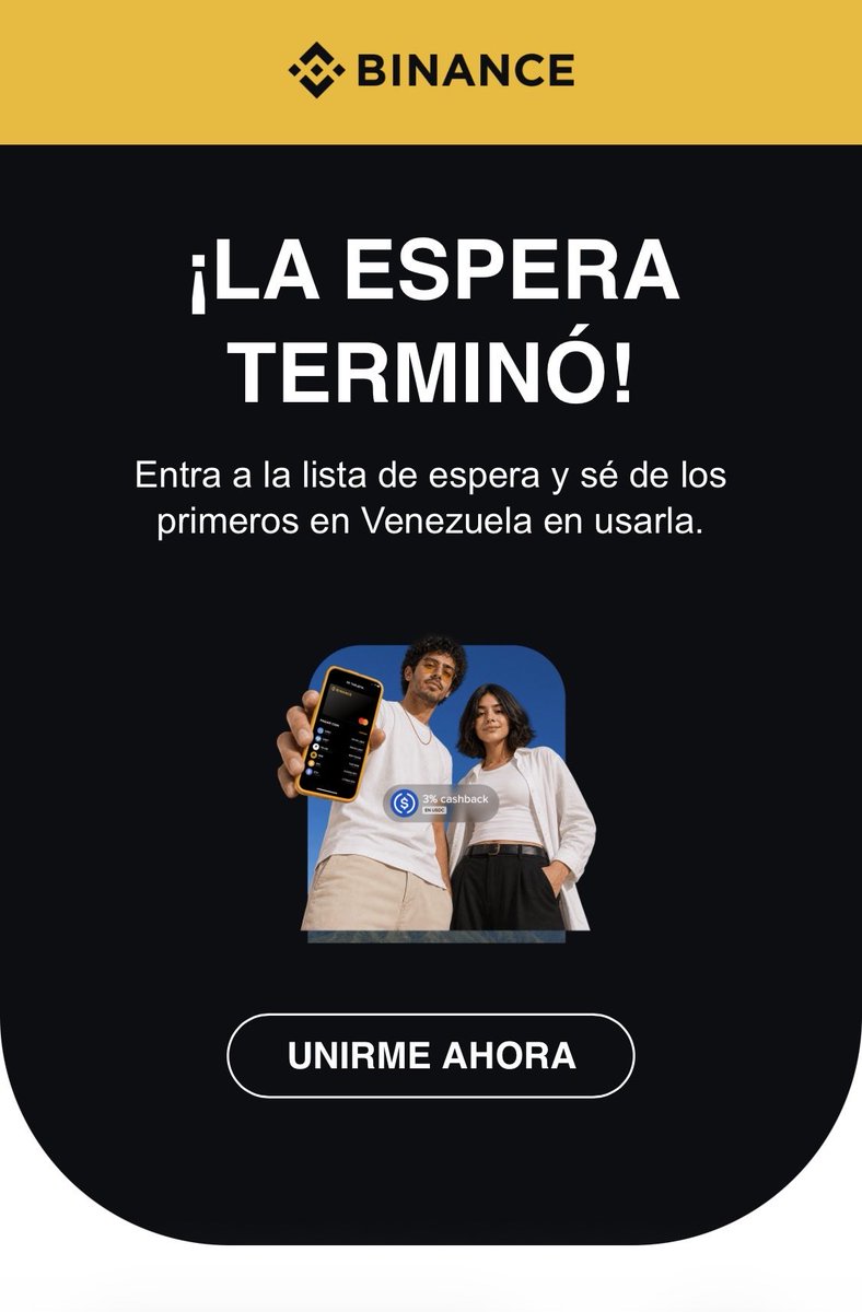 DanielMesuca's tweet photo. Y al fin llegó… Binance Card a #Venezuela https://t.co/yPVHIEyizg