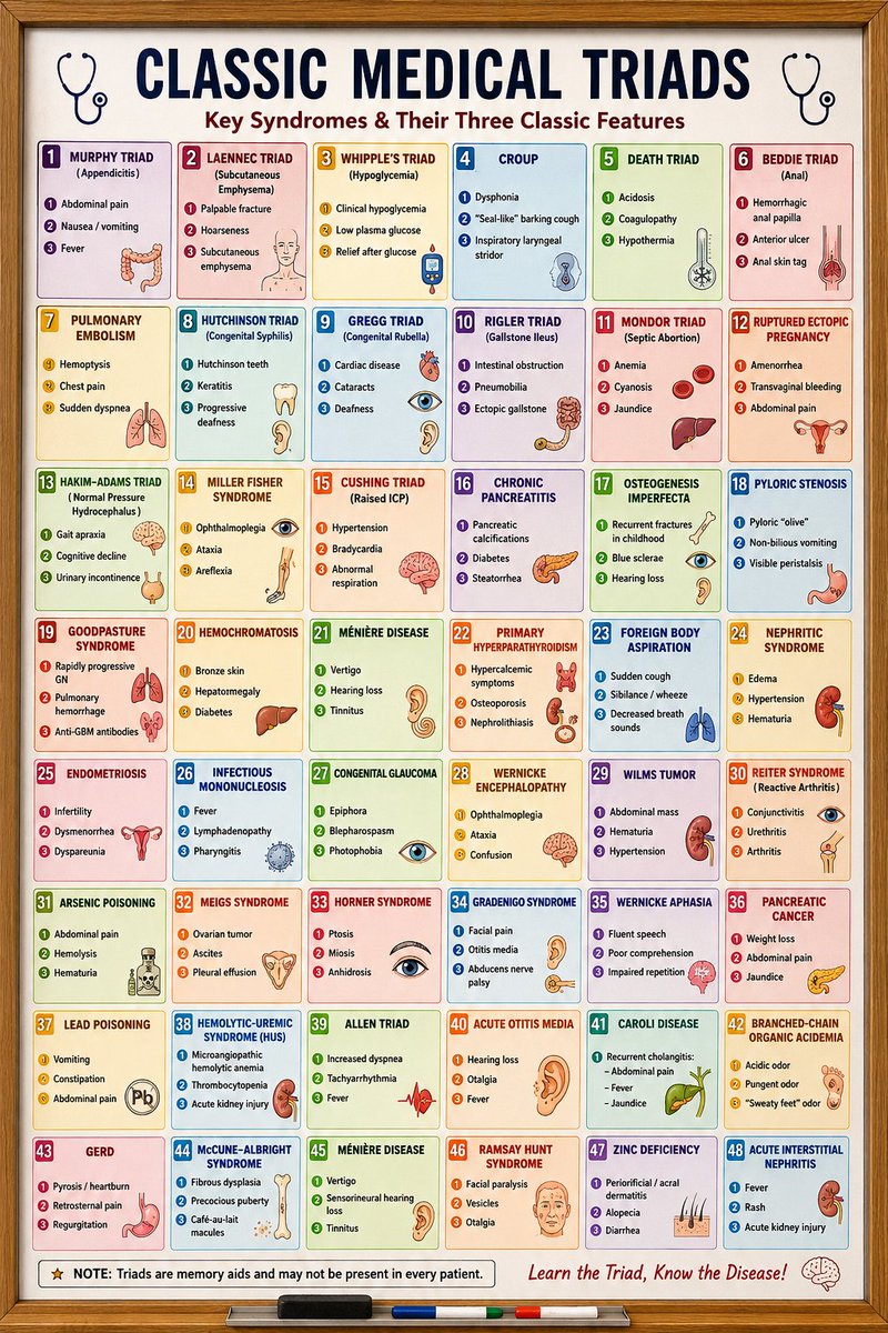 IhabFathiSulima's tweet photo. Medical Triads. https://t.co/gyNE8ytHrr