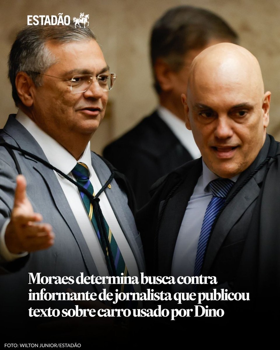 Estadao's tweet photo. Moraes determina busca contra informante de jornalista que publicou texto sobre carro usado por Dino; defesa de Cutrim diz ver medida com preocupação e estranheza > https://t.co/OTvKqhHHAM https://t.co/JS5oiaUB92