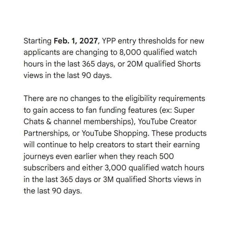 818industries's tweet photo. YouTube killed hope for small creators. With the new YPP rules, small creators have little to no hope of getting in the partner program. If you have a small creator you like, go support them. They’ll need as many watch hours and subs they can get by Feb 27.#smallcreatorsupport https://t.co/BE9S6qmJ44