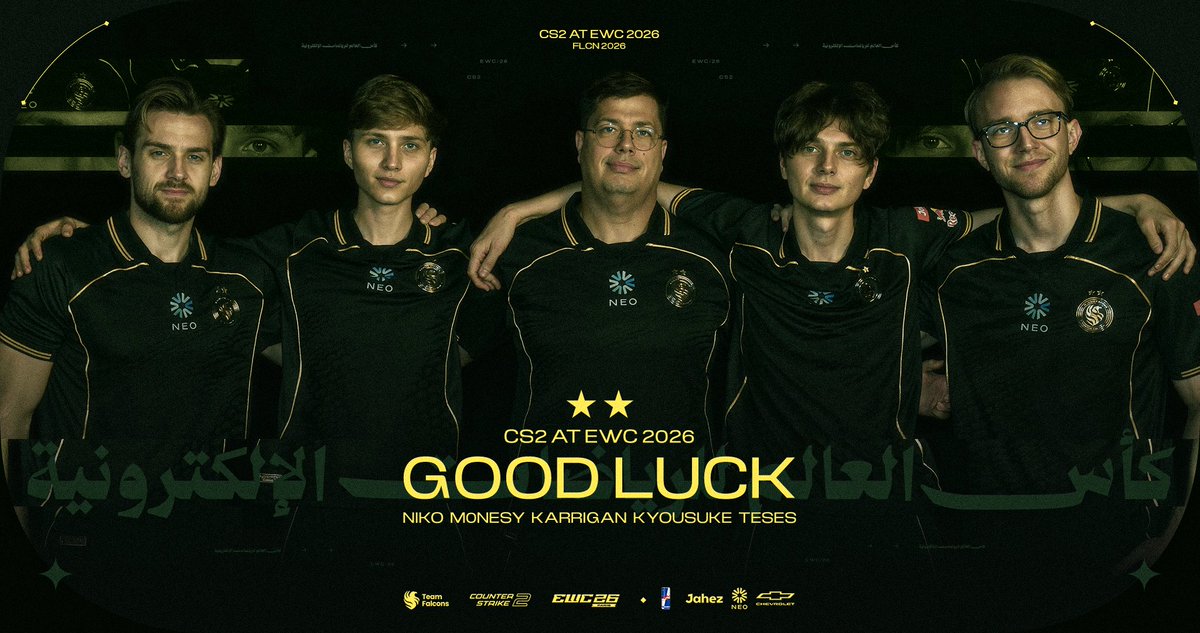 FalconsEsport's tweet photo. The Cologne Major champions are coming. One day until they take the EWC stage

بالتوفيق لصقورنا غدًا في مشوارهم نحو لقب كأس العالم للرياضات الإلكترونية للعبة كاونتر سترايك 💚🏆

🕙 4:30PM KSA / 3:30PM CEST

#FalconsAreHere - #EWC26 https://t.co/5bohrUYLqY