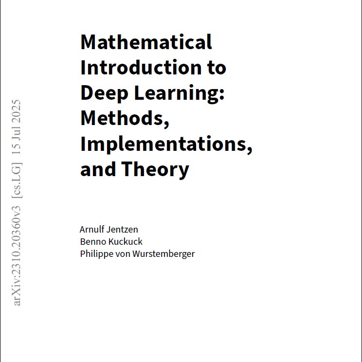 KirkDBorne's tweet photo. [Free 737-page PDF download] Mathematical Introduction to Deep Learning — Methods, Implementations, and Theory: https://t.co/8gtw5Xgon0
————
#AI #Mathematics #DataScience #Algorithms #MachineLearning #ML #DataScientist https://t.co/oS258eGU4t