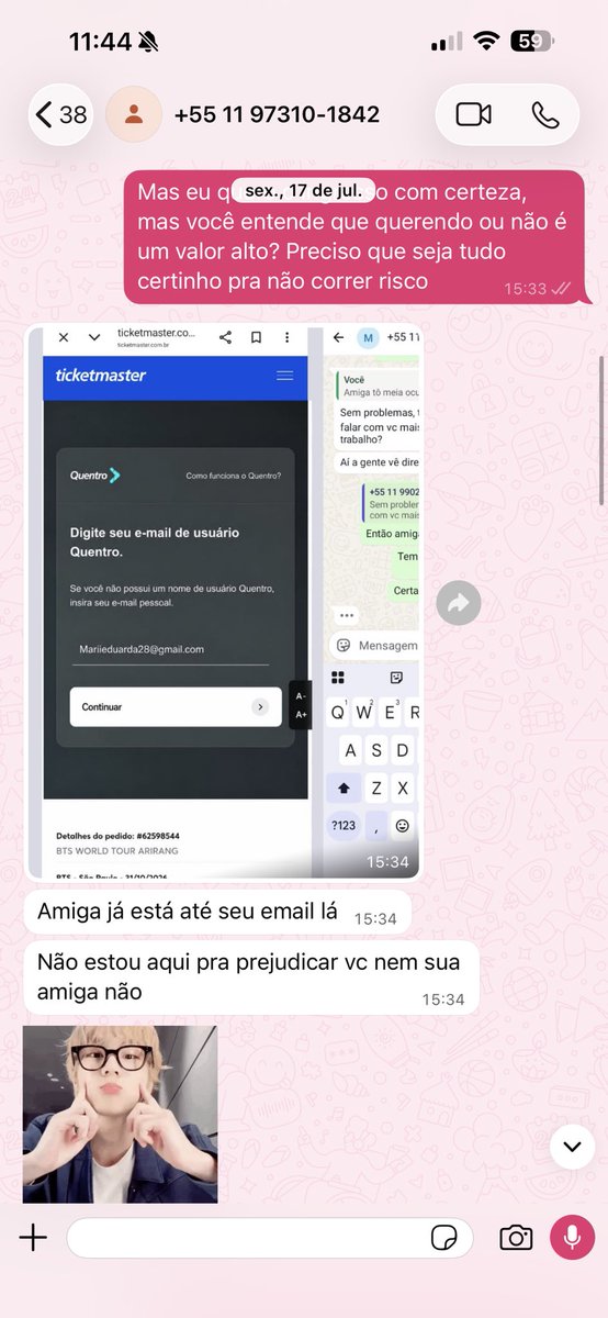sub13jk's tweet photo. Oiii, ressuscitei essa conta, infelizmente pra pedir ajuda de vocês em uma situação muito triste! Recentemente fui vítima de um golpe ao tentar comprar ingressos para o show dos meninos do BTS e agora a golpista está usando meu e-mail para aplicar novos golpes! https://t.co/DKhSMyEIyl