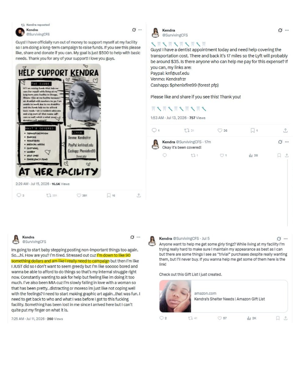 ScamFinderSam's tweet photo. Anti-Fraud Advocate on X: "Welcome to the Bryn Mawr Care chapter of her grift. Online, Kendra tells her followers she has a severe chronic illness and can't even stand in line for meds. But, her screenshots of her actual behavior tell a completely different story. While taxpayers are paying 100% of her https://t.co/FfJ9WxQ6Oi" / X