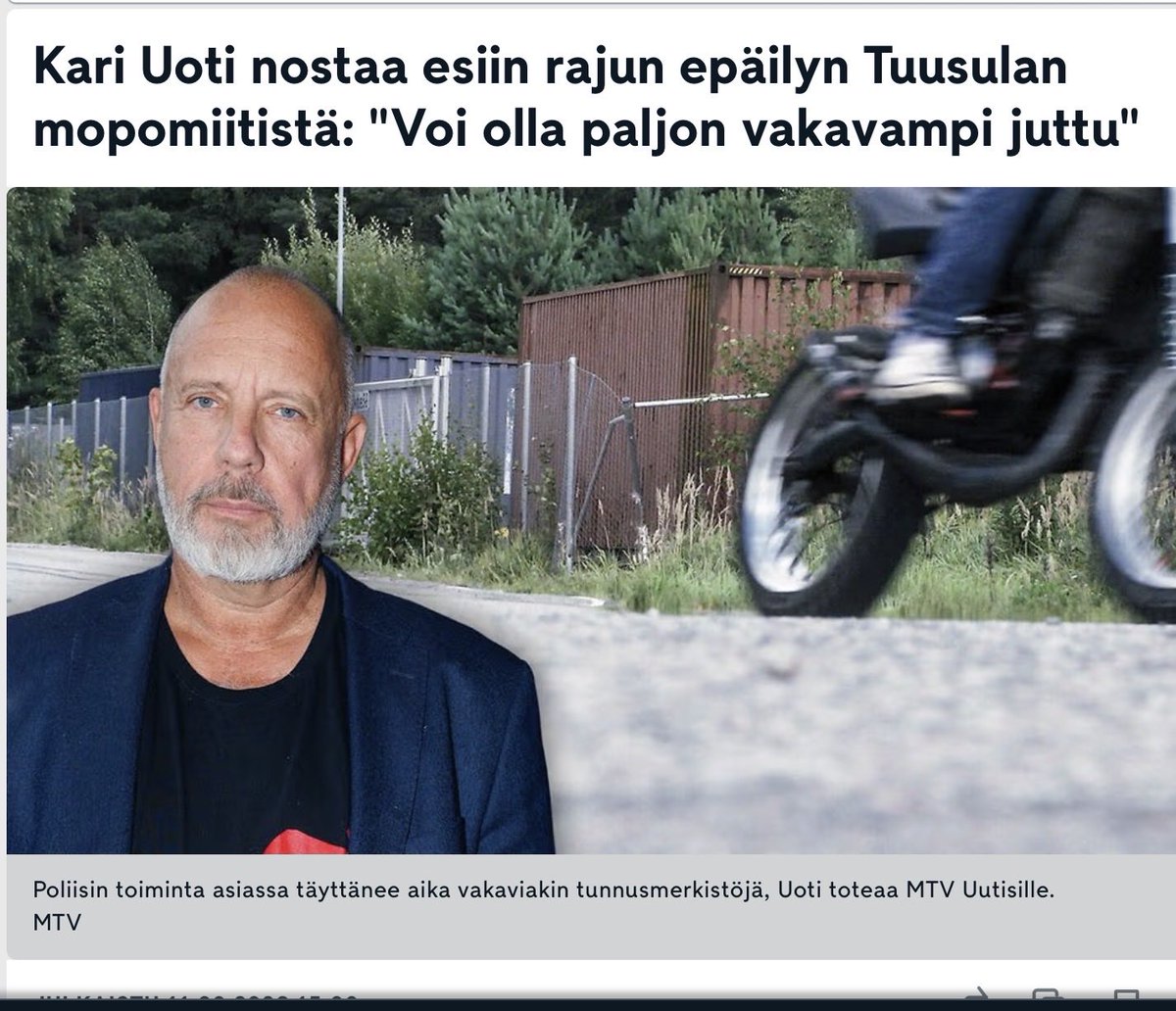 KakkiMiuste's tweet photo. @ArttuRintanen Huolestuttavaa on että lähes kolmekymppinen poliisi on tapaa nuoren mopoilijan. Pitääkä poliiskouluun pyrkivien ikäraja nostaa neljäänkymppiin? https://t.co/uiNoJlVZUY