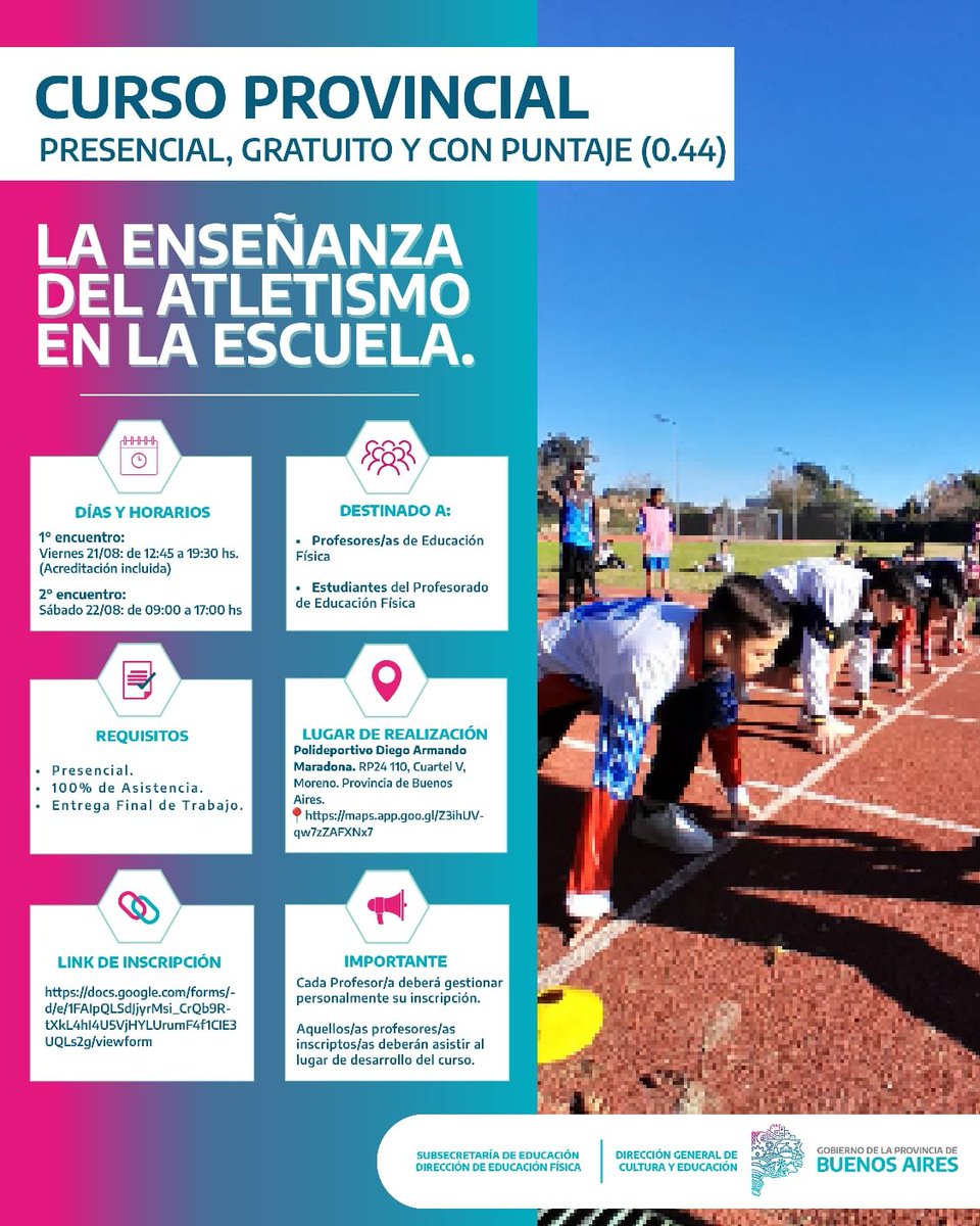 Leot14's tweet photo. 📚 El 21 y 22 de agosto, en el distrito  de📍#Moreno, seguimos fortaleciendo la formación permanente de nuestros/as  Profesores y Profesoras de Educación Física.
➡Un Curso Provincial, Gratuito y con Puntaje que jerarquiza la tarea docente y democratiza el acceso a la capacitación.
➡En la PBA💙 la Educación Pública es prioridad. Se defiende, se fortalece y se transforma con políticas públicas.
➡Educación Pública Siempre♥️.
@Kicillofok @marielfmoreno1 @flaviaterigi