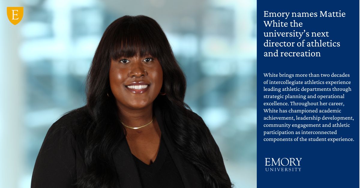 EmoryUniversity's tweet photo. Emory University has named Mattie White as assistant vice president of Campus Life and Clyde Partin Sr. Director of Athletics and Recreation, effective Sept. 21. 

🔗: https://t.co/8SxO32SDpw

#Emory #EmoryUniversity https://t.co/G6r63AHSwS