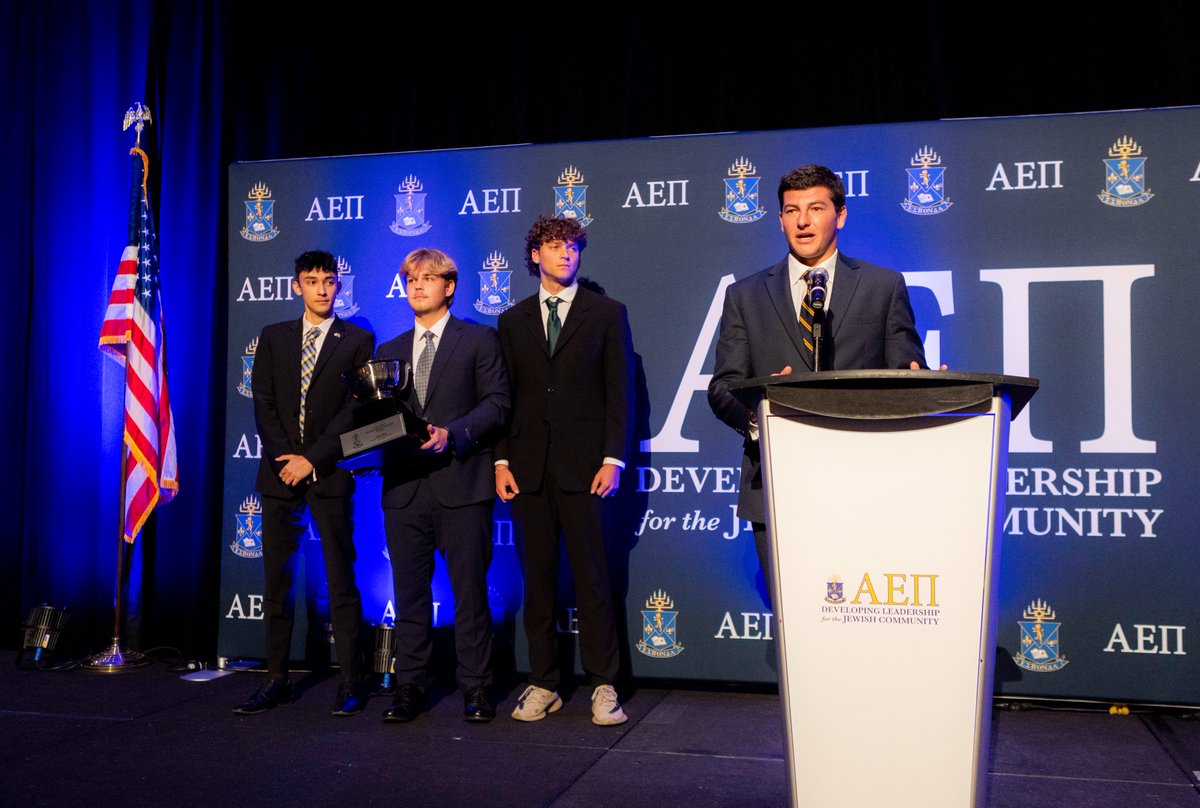 AEPi's tweet photo. Congratulations to the brothers of the Sigma Beta Chapter at UC - Santa Barbara (UCSB) @aepi_sb on receiving the Louis Sherr Chapter of the Year Award!🏆🏆

Sigma Beta had a transformative year, growing to nearly 70 brothers and strengthening Jewish life on campus through weekly Shabbat, holiday programming and close partnerships with Hillel and Chabad.

In the face of a troubling rise in antisemitism at UCSB -- including harassment directed at their house and brothers -- Sigma Beta refused to remain silent. The chapter documented and formally reported incidents, worked alongside Hillel and the ADL and advocated directly to university leadership on behalf of Jewish students. Chapter President Jonah Chizinsky also brought that advocacy to the national level when he was invited to testify before the U.S. Commission on Civil Rights about antisemitism on college campuses.

The brothers continue to work with the UCSB administration to better their relationship with the university and to work cooperatively to improve the campus climate for the Jewish community.

AEPi continued making an impact in countless other ways, raising more than $2,000 for philanthropy and helping a majority of the chapter earn CPR certification through a health fair co-hosted with UCSB Hillel.
Sigma Beta also made major strides in strengthening its alumni community, hosting an event that brought together more than 150 brothers across generations and building momentum toward the chapter’s 40th Anniversary reunion in 2027.

Through Jewish leadership, brotherhood, service, campus advocacy, and a growing connection between generations of AEPi brothers, Sigma Beta exemplifies what it means to be an Outstanding Chapter.
Mazel Tov, Brothers!