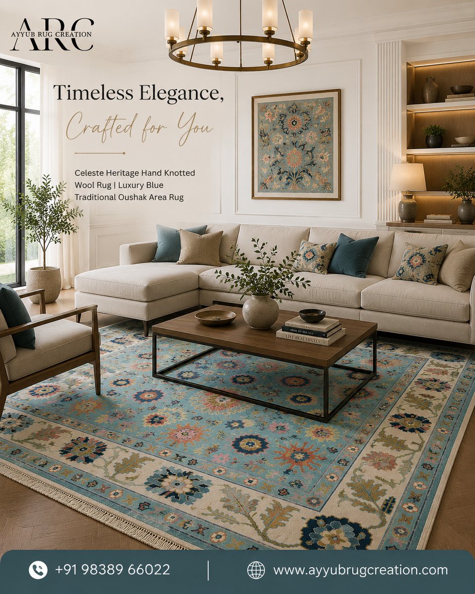 AyyubRug's tweet photo. Timeless Elegance for Every Room 📷
Bring heritage craftsmanship and refined luxury into your home with our Celeste Heritage Hand Knotted Wool Rug. Inspired by classic Oushak artistry and reimagined in soothing shades of blue, this handcrafted masterpiece effortlessly elevates https://t.co/z2VGqJg738