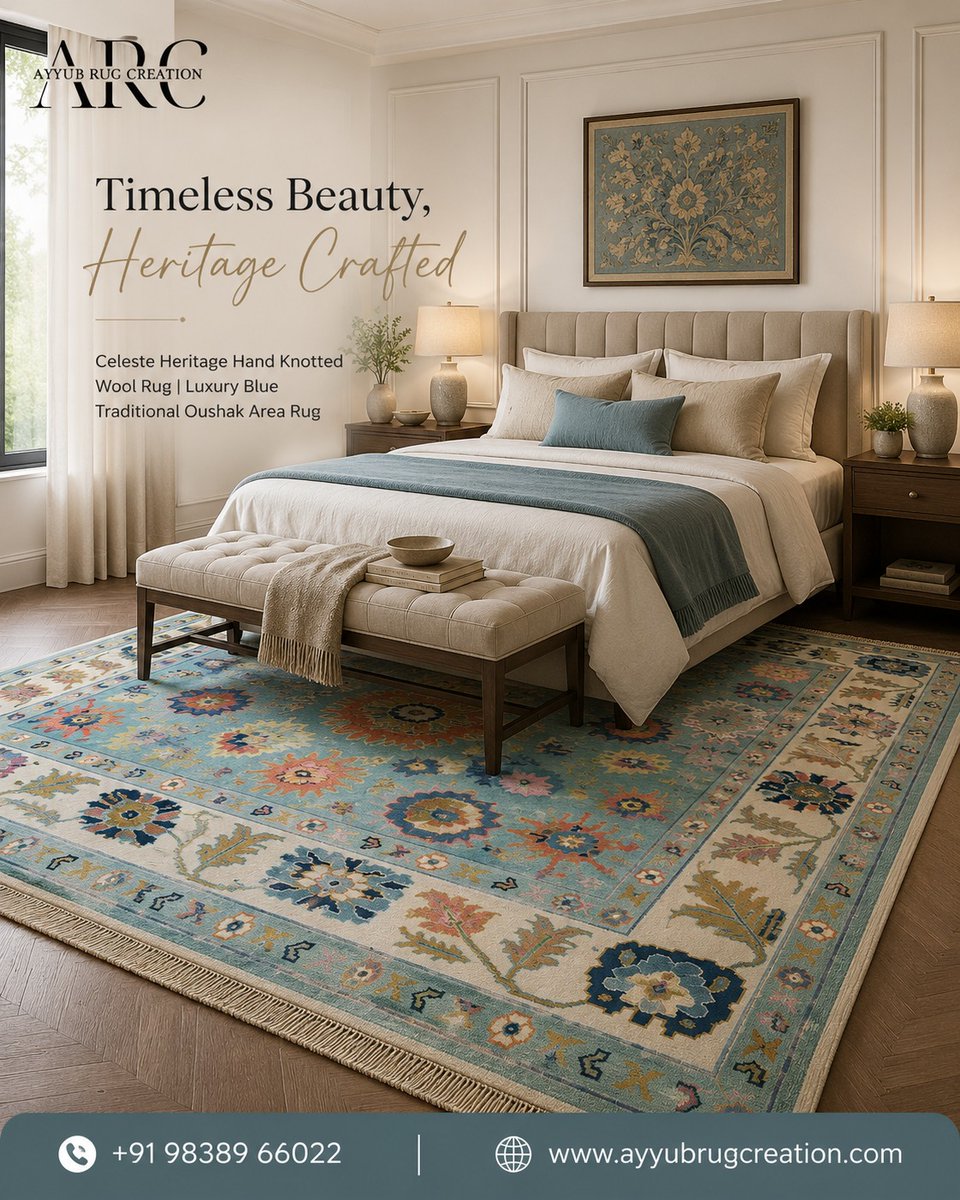 AyyubRug's tweet photo. Timeless Elegance for Every Room 📷
Bring heritage craftsmanship and refined luxury into your home with our Celeste Heritage Hand Knotted Wool Rug. Inspired by classic Oushak artistry and reimagined in soothing shades of blue, this handcrafted masterpiece effortlessly elevates https://t.co/z2VGqJg738