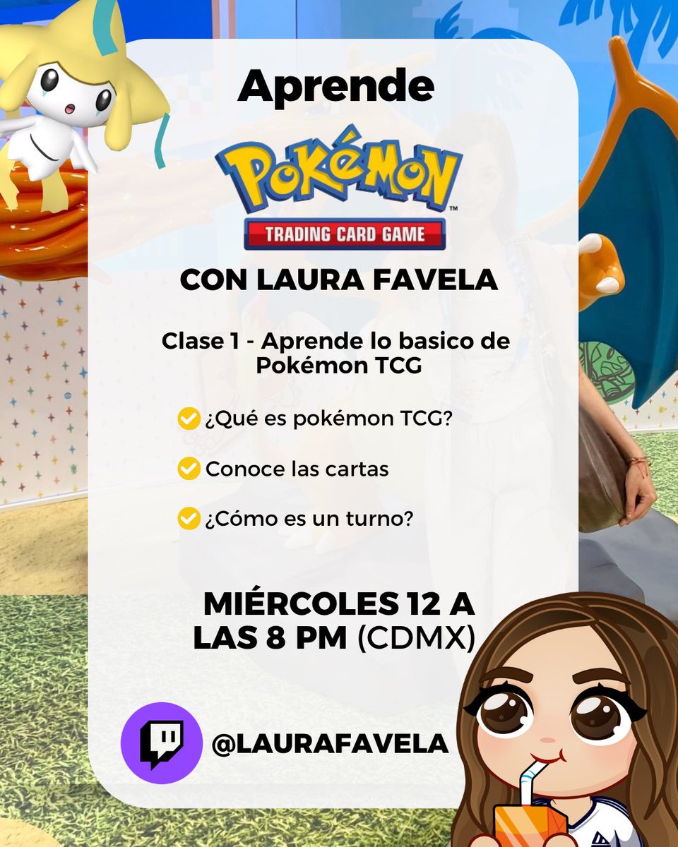 Laurafavela_7's tweet photo. Daré clases online y desde cero para aprender a jugar Pokémon tcg: cartas, turnos y todo lo básico para empezar una partida 🫶🏻❤️
Son MUCHOS los dm que me llegan de personas que quieren aprender pero no saben por dónde empezar o a dónde acudir 🥲 así que te espero a las 8 pm 🇲🇽 https://t.co/S6zamEcq8k
