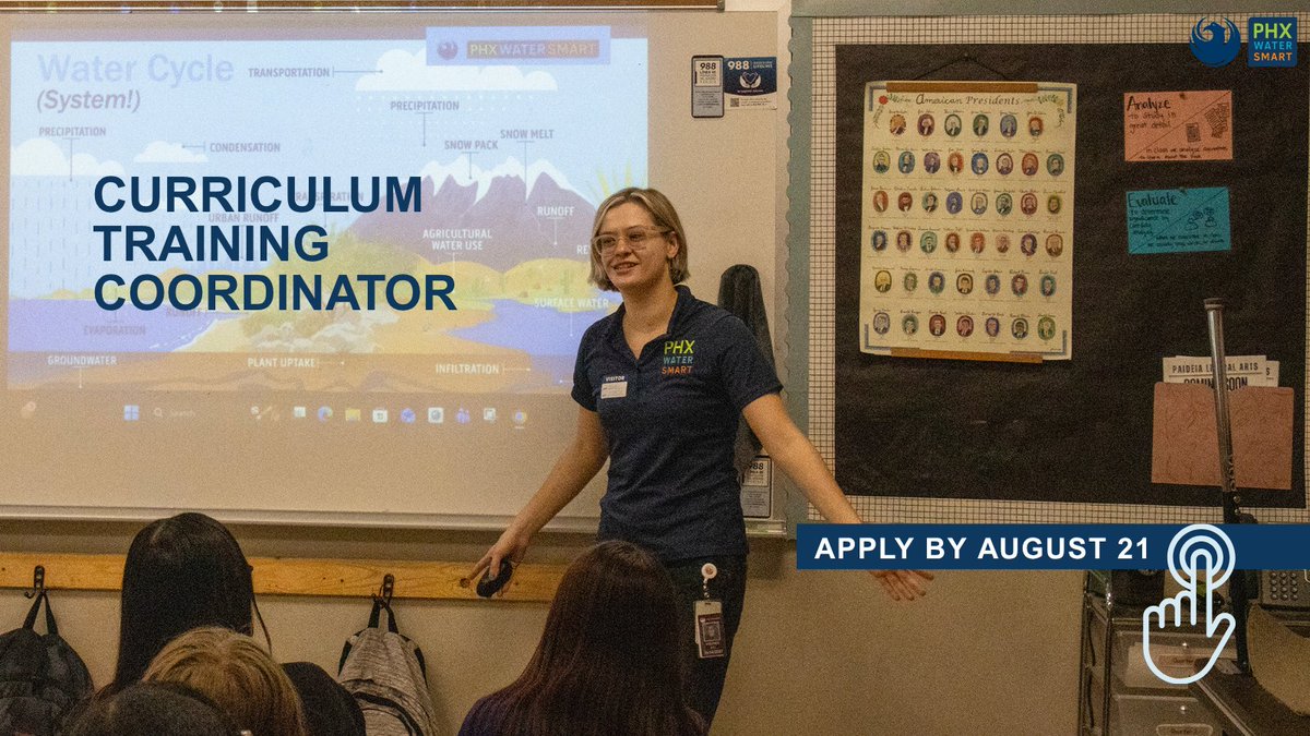 PHXWater's tweet photo. We are hiring a Curriculum Training Coordinator to provide consulting &amp; learning solutions by partnering with departmental leaders to implement learning strategies. 

📍 Based at the Deer Valley Water Treatment Plant. 

Apply before Aug. 21 at https://t.co/KRoKgKWNFO. https://t.co/sOvztlXJX6
