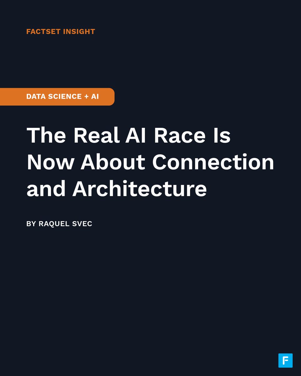FactSet's tweet photo. Raquel Svec shares how the differentiator has moved beyond who builds the most powerful models to who can connect data, systems, & workflows in a secure & scalable architecture, turning fragmented information into connected intelligence that drives better decisions. 🔗 https://t.co/duPzijyWtu