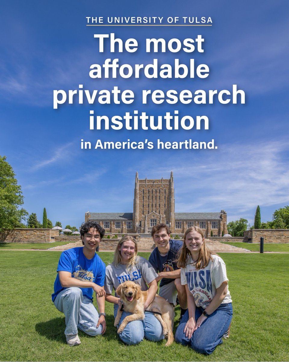 utulsa's tweet photo. 𝐇𝐮𝐠𝐞 𝐧𝐞𝐰𝐬: The University of Tulsa announced Tuesday that annual tuition and fees are moving from $54,000 to $25,000, making it the most affordable private research university in America’s heartland. https://t.co/58To2OBngK