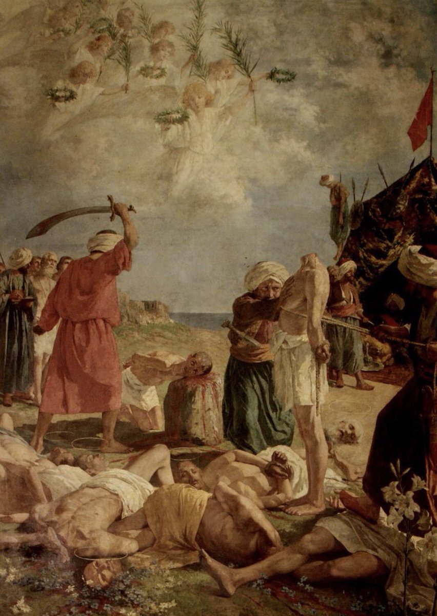archeohistories's tweet photo. The August sun lay heavy over the whitewashed walls of Otranto on August 11 in 1480, baking the dust into the blood. The streets were choked with bodies—men in torn doublets, women clutching lifeless infants, children whose cries had already gone silent. Across the harbor, the banners of the Ottoman Empire rippled in the sea breeze, their crimson field and crescent moon stark against the blue of the Adriatic. The city’s gates, battered and splintered, hung useless on their hinges. Behind them, in the cathedral square, eight hundred men stood bound in rows, their faces set, eyes fixed on the horizon. A Turkish officer read the final demand: embrace Islam or face the sword. When no one stepped forward, the blades began their work.
. . .

Otranto had been the sentinel of Italy’s heel for centuries, a fortified port guarding the narrow channel between the Adriatic and the Ionian Seas. On July 28, 1480, a fleet of roughly ninety Ottoman galleys appeared offshore, carrying an invasion force of eighteen thousand under the command of Gedik Ahmed Pasha. The target was not merely a provincial town but the gateway to the Kingdom of Naples—and, potentially, all of Italy.

Mehmet II, “the Conqueror” of Constantinople, had turned his gaze westward. If Otranto fell, nothing stood between the Sultan’s armies and the papal states.

The siege began with cannon fire that shook the very limestone foundations of the walls. For fifteen days the defenders, numbering perhaps six thousand including civilians, resisted with crossbow bolts, arquebus fire, and boiling oil poured from the battlements. The city’s governor, Count Francesco Largo, fell early in the fighting, leaving Archbishop Stefano Pendinelli to rally both soldiers and townsfolk. Chroniclers tell of the archbishop walking the ramparts in full vestments, carrying the relics of St. Stephen and offering absolution to the dying. But the walls could not withstand the relentless pounding. On August 11, a breach yawned open, and the Ottoman troops surged in.

What followed was indiscriminate slaughter. An estimated twelve thousand inhabitants were killed outright; five thousand more—mostly women and children—were chained for the slave markets of the Islamic world. The surviving men of fighting age, some eight hundred in number, were herded together. According to Italian and later Vatican accounts, they were offered their lives in exchange for conversion to Islam. Their spokesman, a humble tailor named Antonio Primaldo, answered for them all: they would remain faithful to Christ, whatever the cost.

One by one, they were beheaded outside the city walls, their bodies left as a warning and their heads sent to the Sultan.

The sack of Otranto shocked all of Christendom. Pope Sixtus IV called for a crusade, while Ferdinand I of Naples and the kings of Spain scrambled to reinforce their coasts. Yet, providentially, the wider Ottoman campaign stalled; Mehmet II died unexpectedly the following year, and in 1481 a Neapolitan force retook the ruined city.

Still, the memory of those August days lingered. Otranto became a symbol—the last Italian city to fall to a Muslim army, and the place where, in the eyes of contemporaries, the fate of Europe teetered on a knife’s edge. In time, the eight hundred would be canonized as the Martyrs of Otranto, their bones enshrined in the cathedral.

© Tony Valerino

#archaeohistories