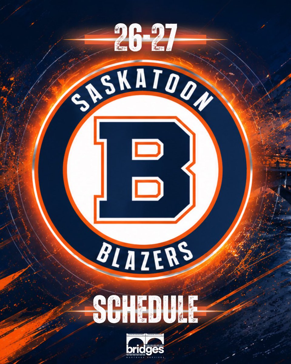 stoonblazers's tweet photo. 🗓️SCHEDULE DROP🗓️
We’re very excited to announce our 26-27 @smu18aaahl Schedule presented by @BridgesMortServ
Our Season kicks off with our Home Opener on Friday, October 2nd at the 🔨
See you soon Blazers Nation!
1/2⬇️
#BlazersHockey🔥🔥🔥 | #NoLimits | #YXE | #Saskatoon https://t.co/nYBBa5077F