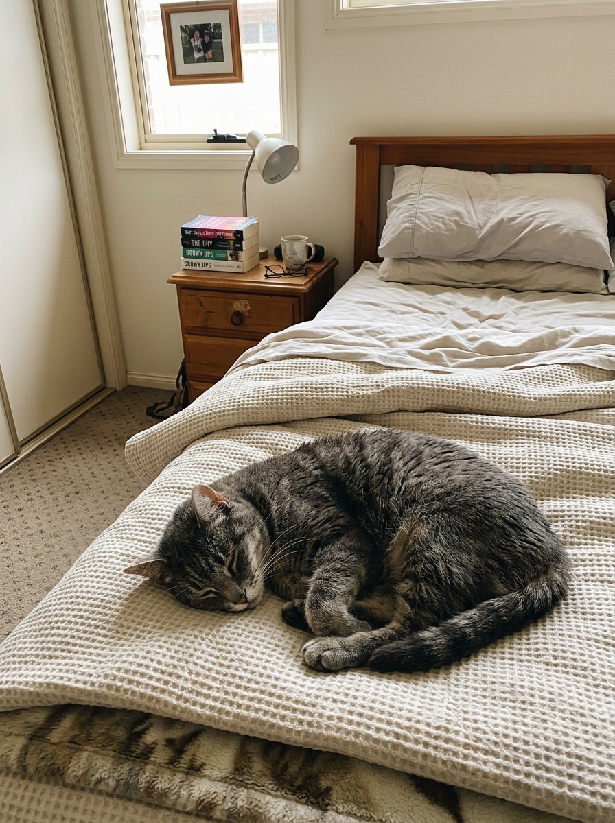 jackolivieri_'s tweet photo. Cat named millie. 11 years slept on the end of the bed. same nightly ritual. 

thump when she landed near the feet.  thump stopped last winter. cat went to the floor blanket. owner rationalized it as "her new spot."  

then the ritual audit. no kitchen bench. no stair follow. stiff walk after naps. clumpy fur on lower back because she cant twist to groom. 

vet says "shes just slowing down." not a plan.  

owner is on NMN herself for longevity. asks the obvious question. does NAD+ decline happen in cats? it does.  

11 ingredients formula for cats. joints, cellular energy, mind, amino acids. NMN plus green lipped mussel plus type II collagen.  

parallel-your-own-supplement is the pet supplement structure of 2026. reader already believes in the human science. transfer the belief to the animal.  

https://t.co/18i37oxQuN