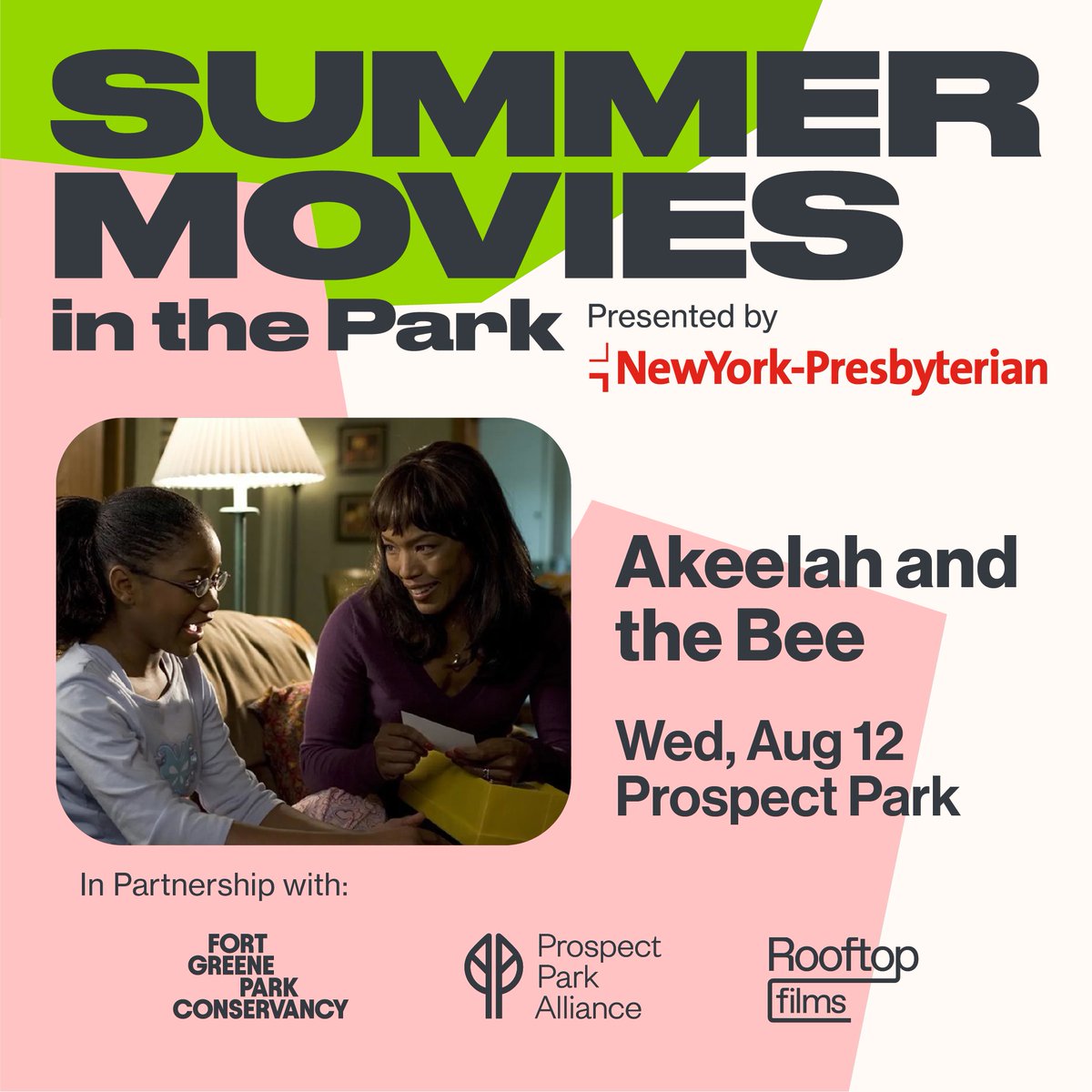 prospect_park's tweet photo. Brooklyn's Backyard is buzzing! 🐝🎬 Celebrate 20 years of AKEELAH AND THE BEE this Wednesday on the Long Meadow! Picnic, enjoy pre-movie fun from 6pm. RSVP: link in bio or https://t.co/4ertPKjbDp. Presented by @nypcommunity. https://t.co/nZNMZA3Zsg