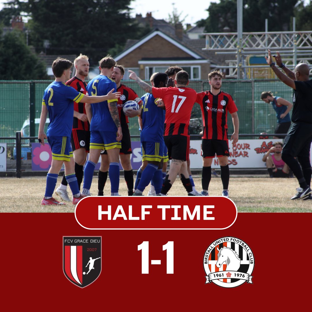 birstall_united's tweet photo. 🚨 HALF TIME 🚨

Down to 10 men after just 5 minutes and then falling 1-0 behind, it would’ve been easy to lose our heads. But we’ve shown huge character to battle our way back and go into the break LEVEL! 

45 minutes to go… https://t.co/yOvcikXgUy