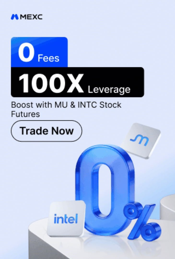Favorite2x's tweet photo. MEXC Delivers 0% Fees and Up to 100× Leverage on MU & INTC Stock Futures

Traditional stock markets operate within fixed trading hours and often come with multiple fees that reduce overall returns.

Tokenized stock futures are changing that experience by giving traders more flexibility, greater capital efficiency, and access to advanced trading tools.

MEXC is bringing those advantages to MU (Micron) and INTC (Intel) Stock Futures with 0% trading fees and up to 100× leverage, creating more opportunities for traders who actively follow the semiconductor sector.

Step 1: Create or Log In to Your MEXC Account

Sign in to your MEXC account and complete any required verification to unlock futures trading features.

Step 2: Navigate to Stock Futures

Access the futures section and select MU or INTC Stock Futures to gain exposure to price movements without directly owning the underlying stocks.

Step 3: Take Advantage of 0% Trading Fees

With zero trading fees during the promotion, traders can execute more efficiently while keeping transaction costs to a minimum.

Step 4: Choose Your Leverage Wisely

MEXC offers up to 100× leverage, allowing traders to amplify market exposure with less initial capital.

Higher leverage can increase potential returns, but it also significantly increases risk, making proper risk management essential.

Step 5: Monitor the Market and Manage Risk

Semiconductor companies are heavily influenced by earnings reports, AI demand, chip industry developments, and broader macroeconomic trends.

Successful traders combine technical analysis, market news, and disciplined risk management before opening or closing positions.

Why MEXC Continues to Attract Active Traders

MEXC continues to expand its trading ecosystem by offering competitive products, innovative campaigns, deep liquidity, and access to emerging market opportunities.

Whether you’re looking to diversify your portfolio or capitalize on short-term market movements, combining 0% fees with flexible leverage provides traders with additional strategic options.

Trade with a plan. Manage your risk. Let your strategy, not emotion, guide every decision.

@MEXC_Official