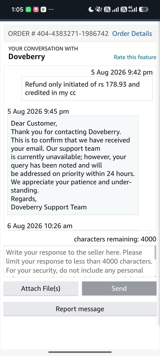 Gauravs421's tweet photo. @amazonIN my order 404-4383271-1986742 worth ₹3,219 was placed on Amazon from a third-party seller. The order was cancelled, but I have received/refund initiated for only ₹178 instead of ₹3,219.
I have contacted Amazon Customer Support multiple times by phone. https://t.co/XUyzVvuPEu