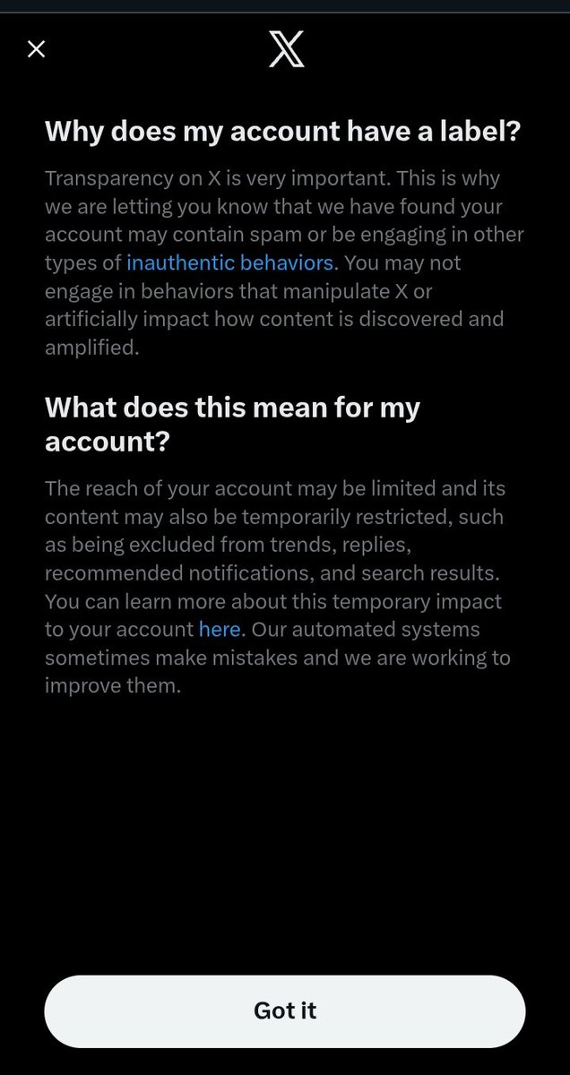 AmonX777's tweet photo. @seethroughit2 As soon as I reshared your post, I received a "temporary label". https://t.co/9Rf2TA94bN