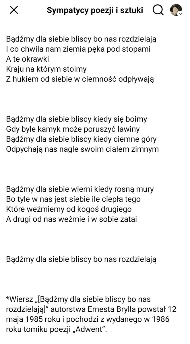 MRzadkowolska's tweet photo. #ErnestBryll #wiersznadziś https://t.co/W9AKJZq1ae
