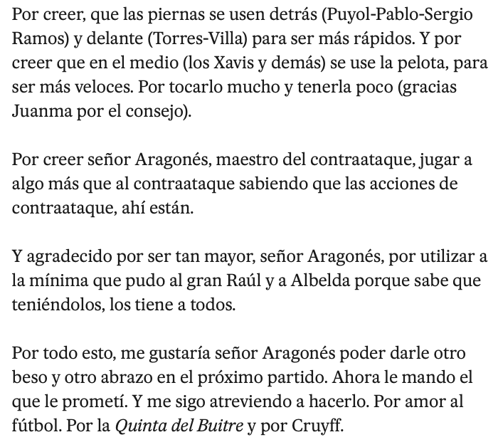 asierhuebra's tweet photo. Recientemente he visualizado varios partidos del Mundial del 2006, entre ellos los de la España de Luis Aragonés, acompañadas por una lectura activa de los artículos que escribía Guardiola en El País. Una maravilla. Esto escribía del debut de aquel equipo:
https://t.co/cMvVgVZCRK https://t.co/fQsqUGmS4U
