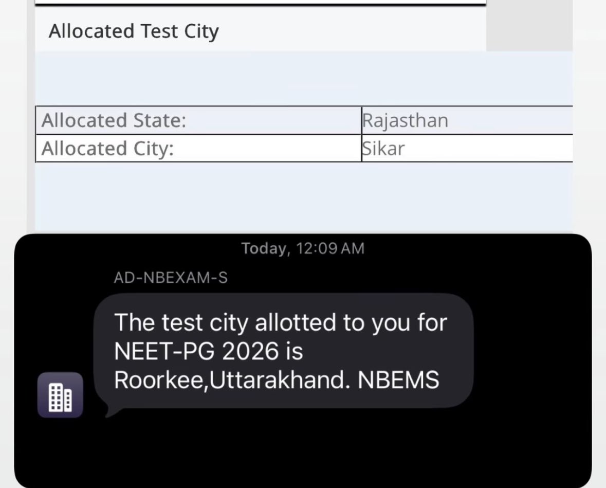DrDhruvchauhan's tweet photo. Another Scam with Students in the country in a National Exam 
Again with NEET PG aspirants this time 

Students are given different exam centres from their choice filling with different messages on contact and different on their application login 

Can’t a single exam be conducted without any discrepancies? Or do we need to protest for merely conducting an Exam every year ?