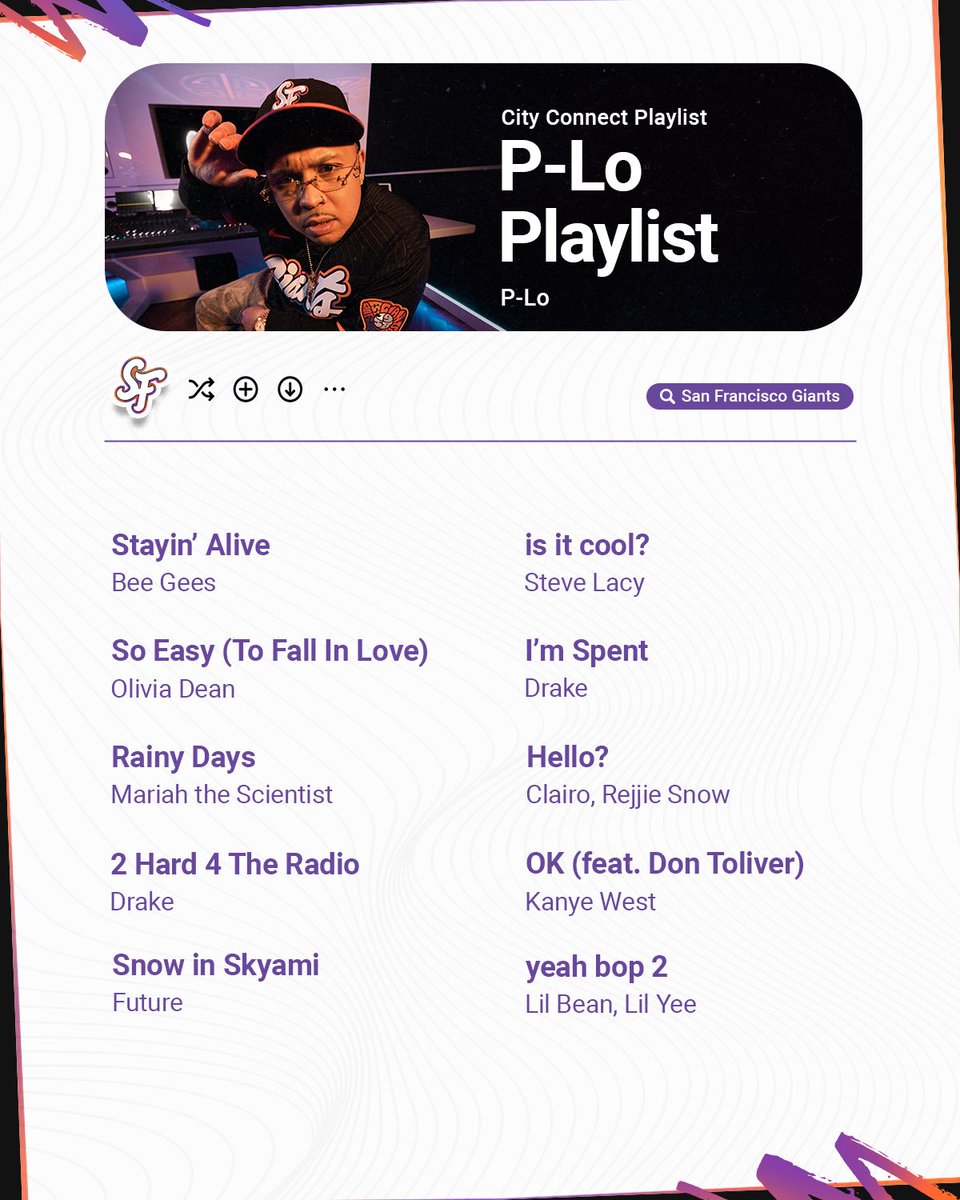 SFGiants's tweet photo. Hit up @p_lo for the National Hip Hop Night playlist 💿

🔗 https://t.co/idGqaXr2qX https://t.co/nVMetka9Oa