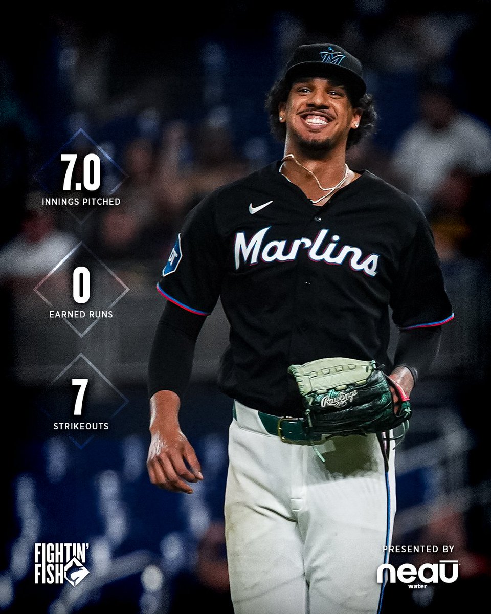 Marlins's tweet photo. Seven innings strong for Eury, matching his career best 💪 https://t.co/tW9A8goC4V