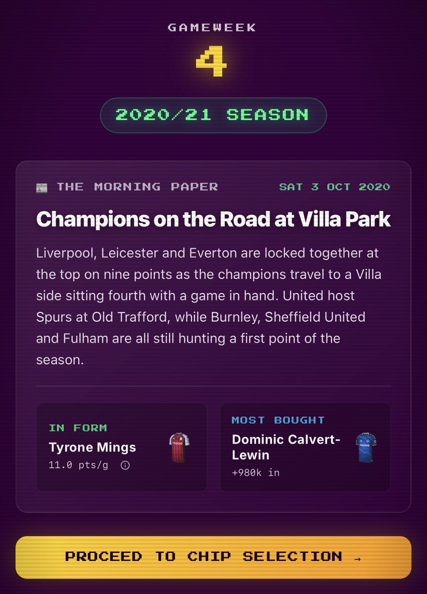 FPLHindsightApp's tweet photo. 🆕 Daily Draft #13 is live — GW4 20/21

📆 It's Saturday Oct 3, 2020…

Re-live the action 👉 https://t.co/PdejsXVhOs https://t.co/ixi9rvBHXu
