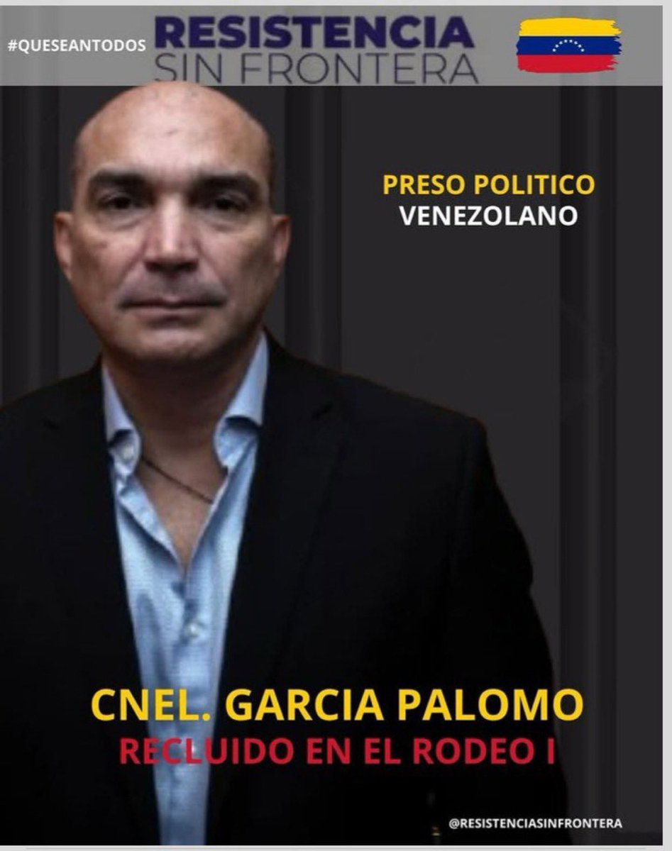 tiafatimasaleh's tweet photo. OSWALDO GARCÍA 
Coronel 

Cumplio 7 años privado de libertad, su salúd se ha deteriorado gravemente mientras permanece recluido, pese a las denuncias de sus familiares y a las medidas cautelares otorgadas por la CIDH.

Su familia exige atención médica inmediata, el respeto de sus derechos fundamentales y garantías para su integridad.

Justicia ⚖️ y LIBERTAD 🗽

#LiberenACoronelOswaldo #LiberenALosPresosPoliticos 
#Venezuela

@CorteIDH 
@usembassyve
@SecRubio
@SenRickScott
@vrk_rick
@MarioDB
@RepMariaSalazar
@RepCarlos
@M_S_Billingslea
@SecWar
@jmhumire