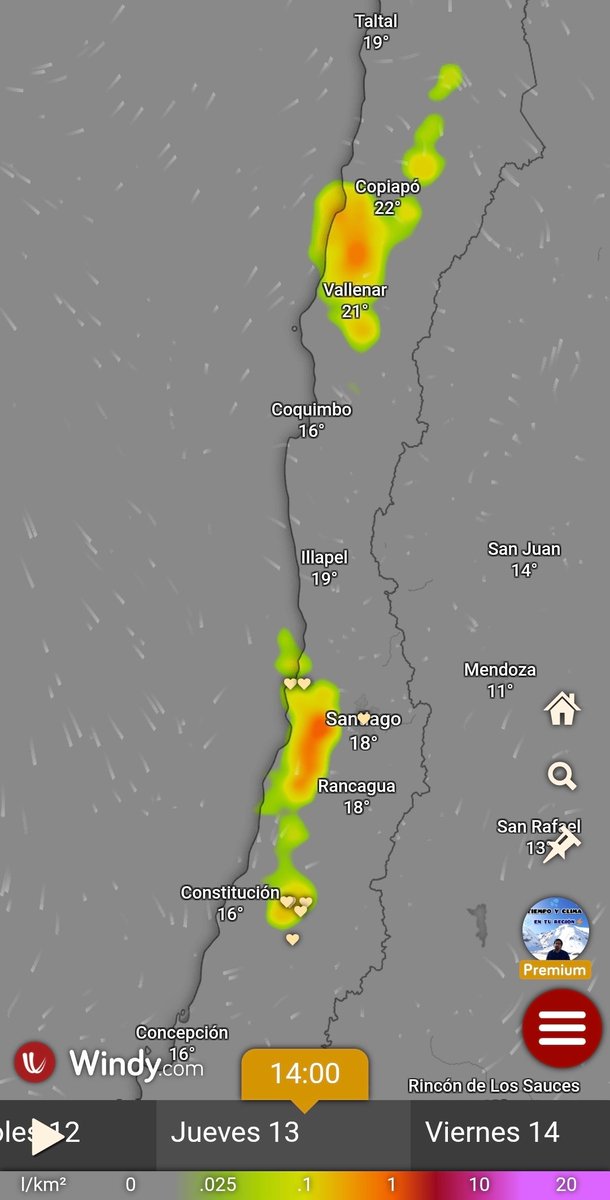 EdoWeatherman's tweet photo. La zona central y sur no se quedan atrás.

Desde este jueves se esperan precipitaciones de intensidad variable en toda la zona central y en regiones del sur, hasta Los Lagos. 
Las precipitaciones seguirán, a ratos con pulsos fuertes de lluvia y otros con pausas, hasta el sábado.

Este jueves altas probabilidades de tormentas eléctricas y granizos en la zona central. Pueden repetirse el viernes y sábado.

Montos variables entre 20-40 mm en promedio, aunque algunos sectores interiores pueden superar los 50-60 mm