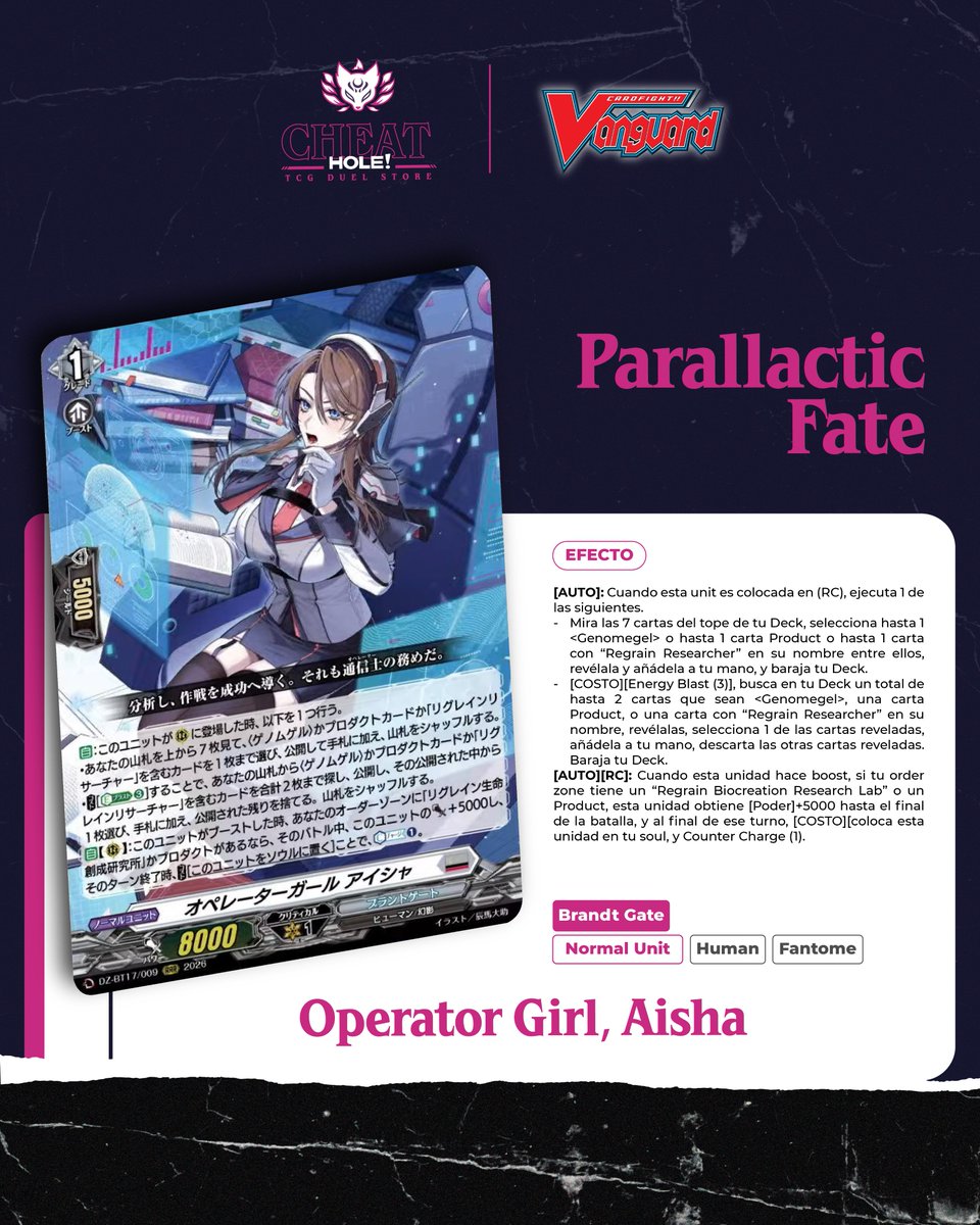 CheatHole_TCG's tweet photo. Arrancamos con las cartas del día de Parallactic Fate! 

#vanguard #cardfightvanguard #cfv #CardfightVanguard #TCG https://t.co/KPuzfqoepu