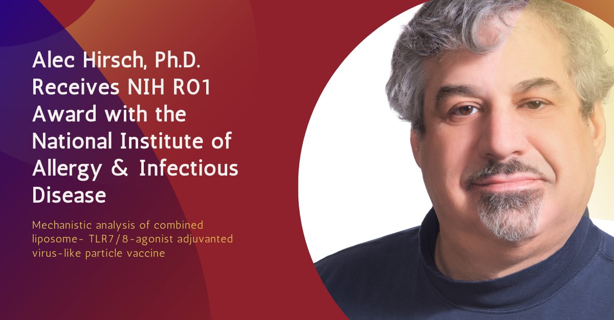 VGTI_OHSU's tweet photo. Please join us in congratulating Associate Professor Alec Hirsch, Ph.D., on his new grant award with National Institute of Allergy &amp; Infectious Disease! His work will focus on a mechanistic analysis of combined liposome- TLR7/7 agonist adjuvanted virus-like particle vaccine. https://t.co/UG3Ix87n1x
