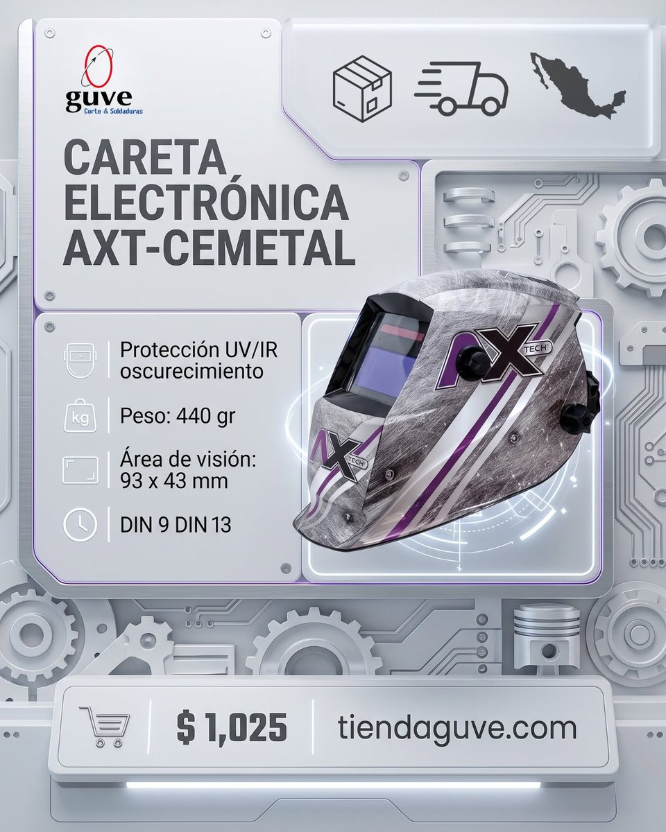 AxtechSoldador1's tweet photo. Protección y estilo en tu taller con la Careta Profesional AXT CEMETAL.  https://t.co/AmGlmuMD7H  #GuveCorteYSoldaduras #Axtech #CaretaElectronica #Soldadura #Taller #EquipoIndustrial #Mexico https://t.co/Pd9tfH8kOr
