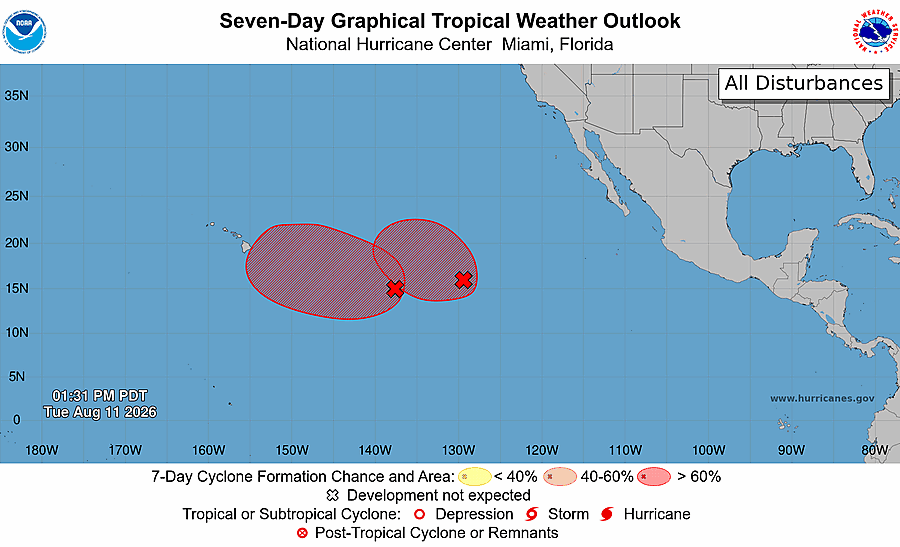 JTAnimates2026's tweet photo. #93C (70/90); A depression is expected to form over the next few days. Interests in #Hawaii should closely monitor the storm's progression.
#99E (70/70); JUST IN- A special update issued by the NHC boosts it to 70/70, noting a depression is likely to form by tomorrow.
#wxtwitter https://t.co/oDy8JTcjLl