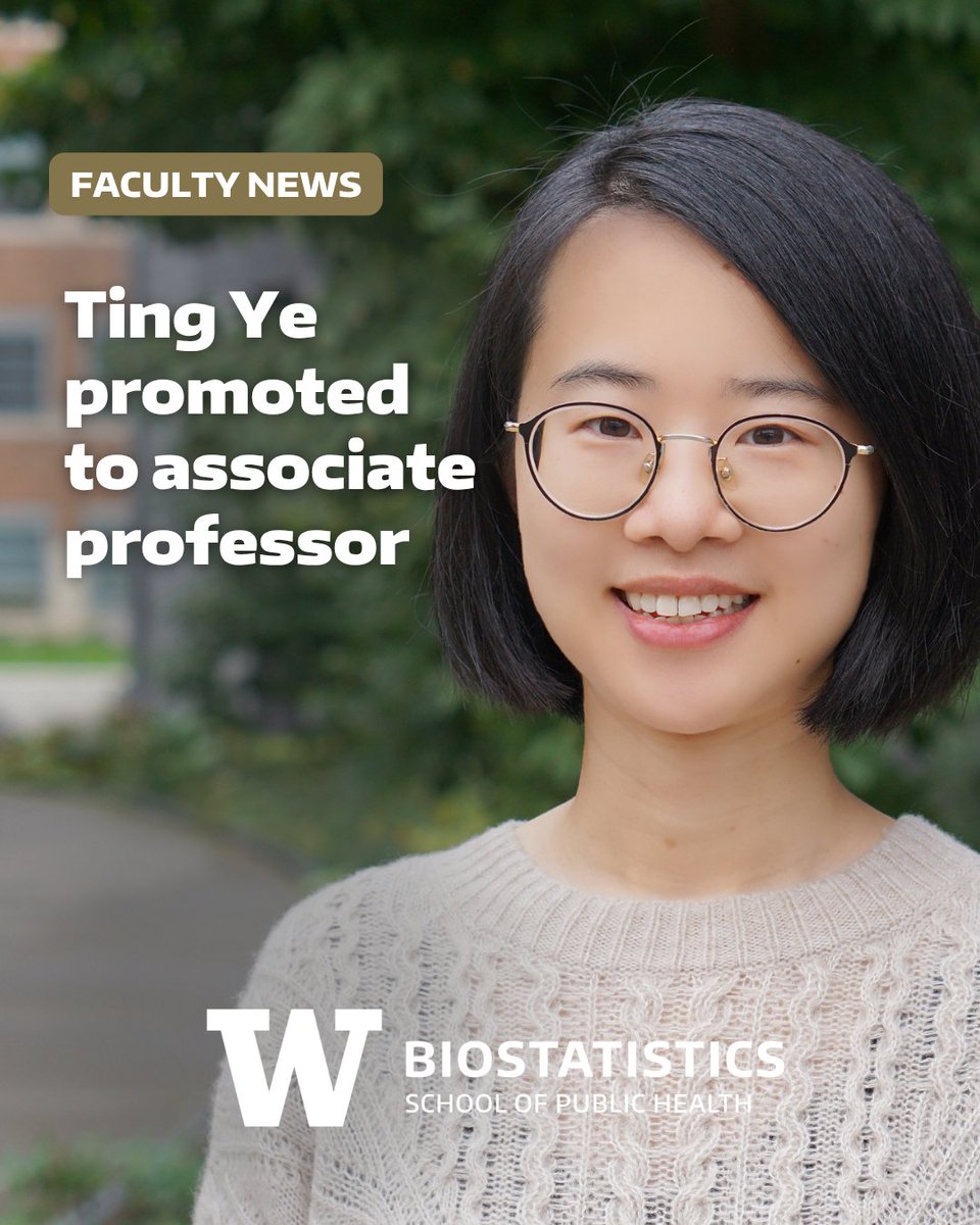 UWBiostat's tweet photo. Congrats to UW Biostatistics faculty member Ting Ye on her promotion to associate professor with tenure, effective July 1, 2026. https://t.co/7sA0CzULsC https://t.co/P5Fp9l7Kte