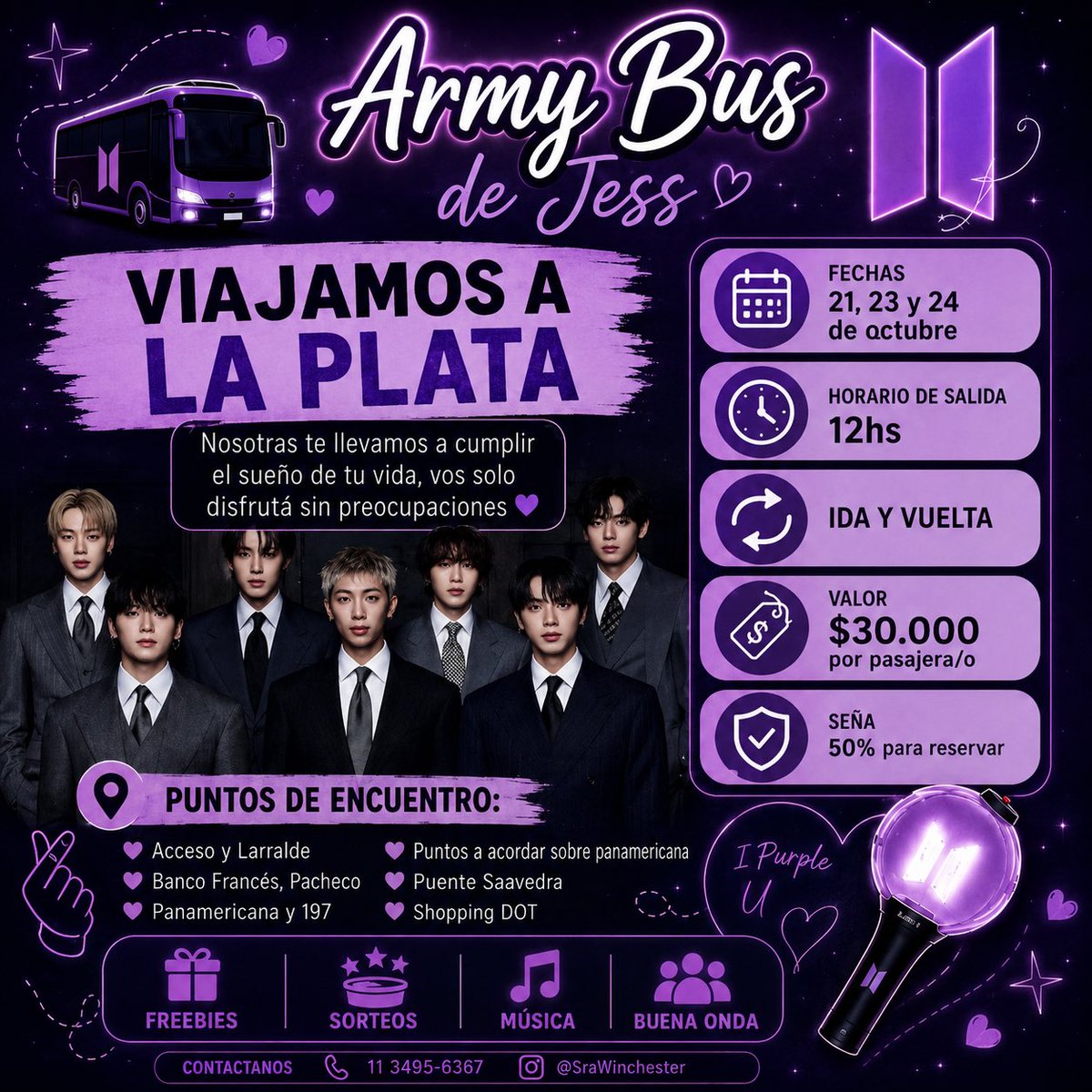 SraWinchester's tweet photo. Traslado a La Plata desde zona Norte. 
Cualquier consulta por DM
#BTS #Arirangtour #Army #RM #Suga #Jin #Jimin #JHope #V #Jungkook https://t.co/vYYOOPtvSb