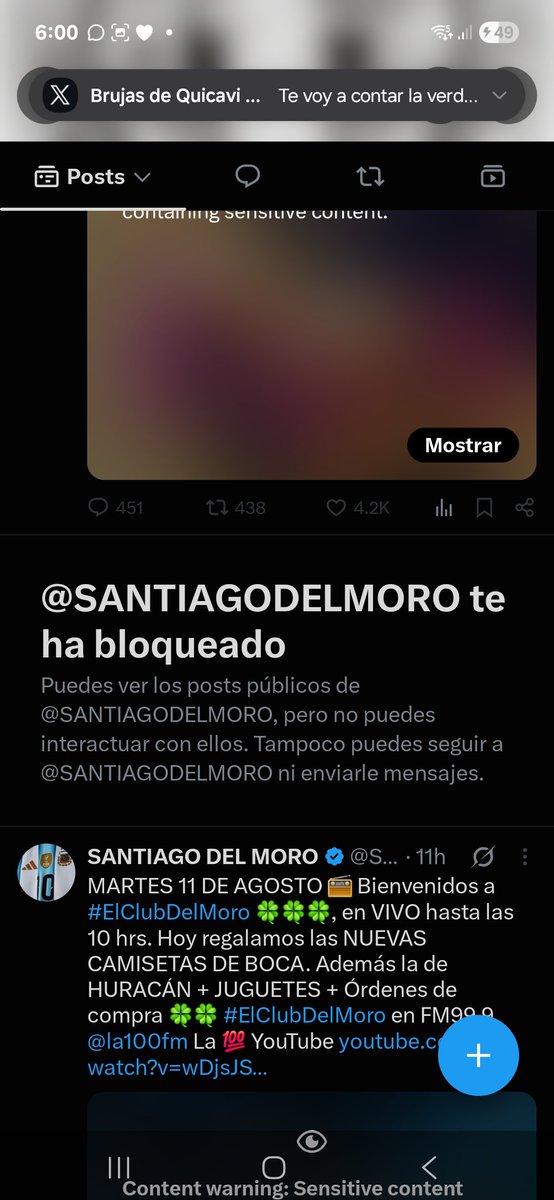 LagorioFaby's tweet photo. QUE FUERTE SANTIAGO DEL MORO ME A BLOQUEADO JAJAJA COMO NO ES QUE TODOO ES GH?? OSEA NO TE BANCAS LAS CRITICAS DEL ( SUPREMO) SI ESTAS TRANQUILO CON LO QUE HACES NO DEBERIAS BLOQUEAR A NADIE NO? TODO VUELVE SANTI.@telefe @GranHermanoAr @DGO_Latam @Xukyta_jannyz11 https://t.co/y5J9927ALE
